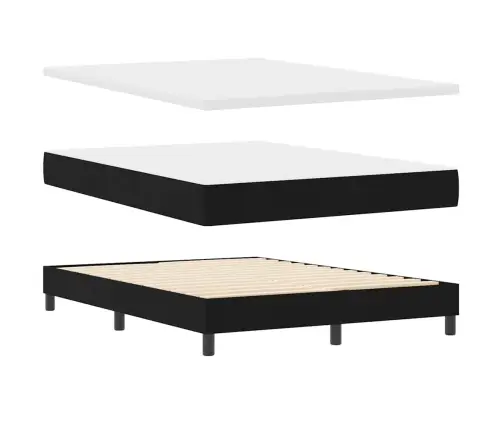 Kontinentālā Gulta Ar Matraci Melna 160 X 200 Cm Audums Vidaxl