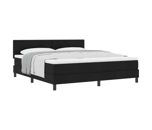 Kastītes Atsperu Gulta Ar Matraci Melna 180 X 200 Cm Audums Vidaxl