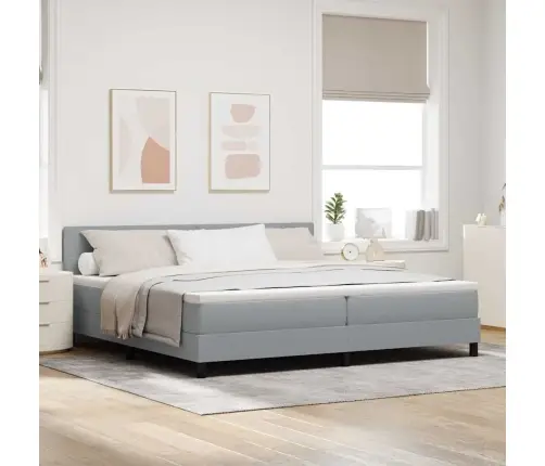 Kastes Gulta Ar Matraci Gaiši Pelēks 200X200 Cm Audums Vidaxl