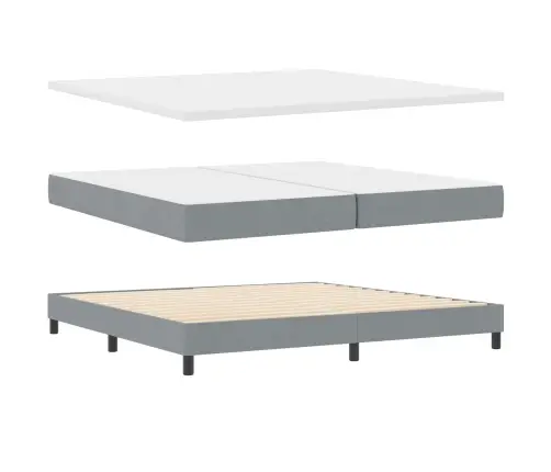 Kastes Gulta Ar Matraci Gaiši Pelēks 200X200 Cm Audums Vidaxl