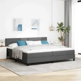 Kastītes Atsperu Gulta Tumši Pelēks 200 X 200 Cm Audums Vidaxl Kastītes Atsperu Gulta Tumši Pelēks 200 X 200 Cm Audums Vidaxl