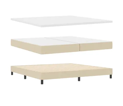 Kastītes Atsperu Gulta Ar Matraci Krēmkrāsa 200 X 200 Cm Audums Vidaxl