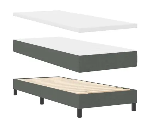 Gultas Pamats Ar Matraci Tumši Pelēks 80X200 Cm Audums Vidaxl