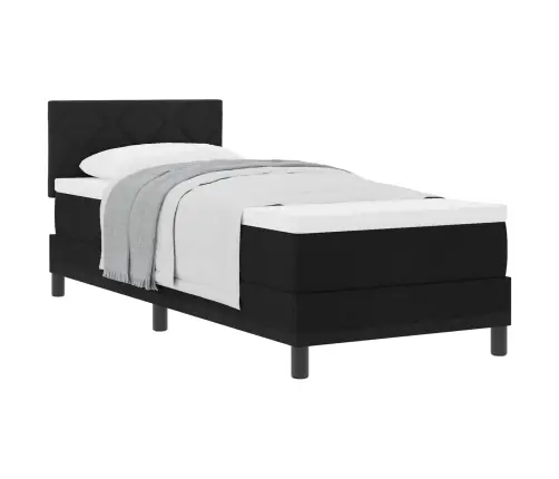 Kontinentālā Gulta Ar Matraci Melna 80 X 200 Cm Audums Vidaxl