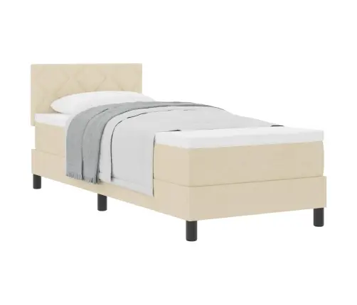 Kontinentālā Gulta Ar Matraci Krēmkrāsa 80 X 200 Cm Audums Vidaxl