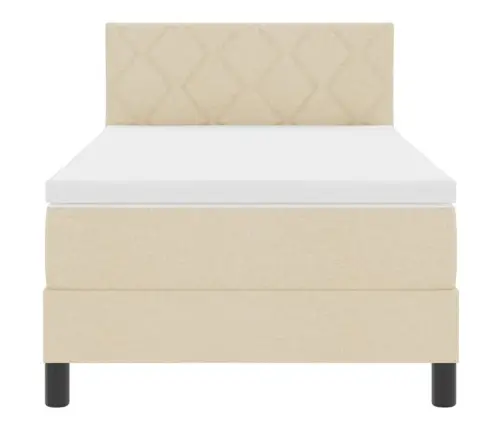 Spyruoklinė Lova Su Čiužiniu Kreminė 90 X 190 Cm Audinys