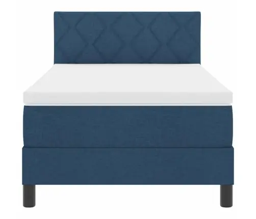 Kontinentālā Gulta Ar Matraci Tumši Zils 90 X 200 Cm Audums Vidaxl