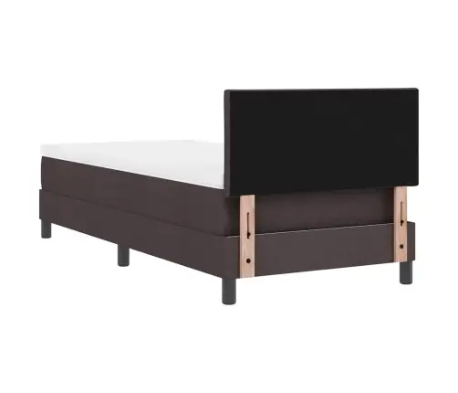 Kastīšu Gulta Ar Matraci Tumši Brūnā Krāsā 100X200 Cm Audums Vidaxl