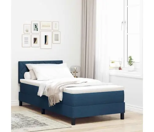 Kastes Pavasara Gulta Ar Matraci Zila 100X200 Cm Audums Vidaxl