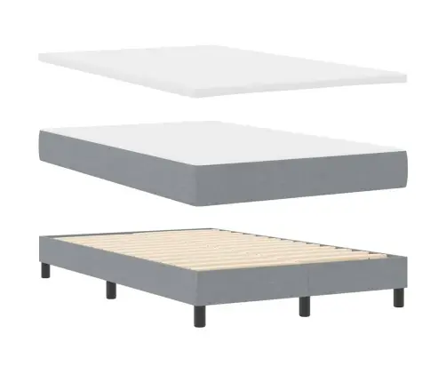 Kastveida Gulta Ar Matraci Gaiši Pelēks 120X190 Cm Audums Vidaxl