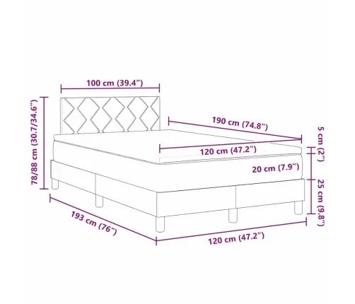 Kastveida Gulta Ar Matraci Gaiši Pelēks 120X190 Cm Audums Vidaxl