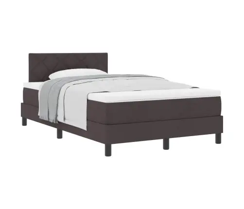 Kastītes Atsperu Gulta Ar Mataci Tumši Brūnā Krāsā 120X190 Cm Audums Vidaxl
