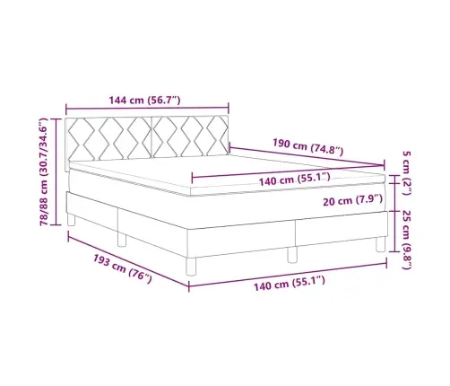 Kaste Gultas Ar Matrača Tumši Pelēka 140X190 Cm Audums Vidaxl