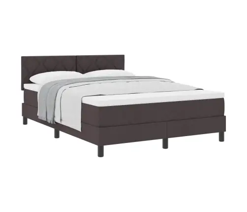 Gultas Pamatne Ar Matraču Tumši Brūnā Krāsā 140X200 Cm Audums Vidaxl