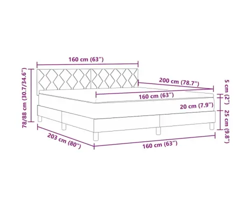 Kontinentālā Gulta Ar Matraci Tumši Pelēka 160 X 200 Cm Audums Vidaxl