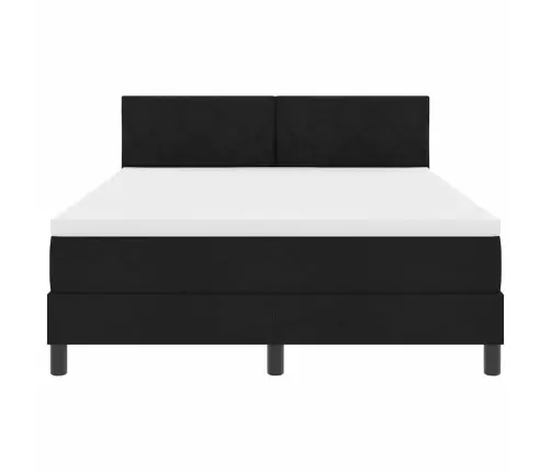 Kastītes Atsperu Gulta Ar Matraci Melna 160 X 200 Cm Audums Vidaxl