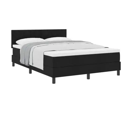 Kastītes Atsperu Gulta Ar Matraci Melna 160 X 200 Cm Audums Vidaxl