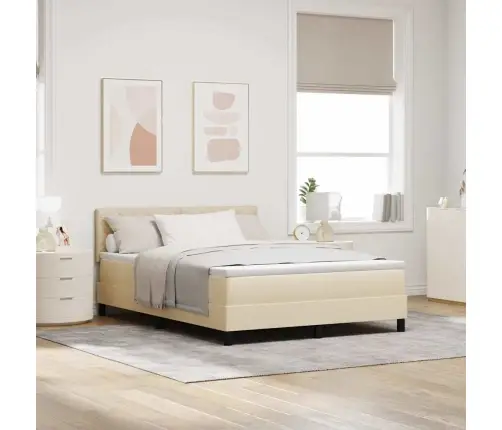 Kontinentālā Gulta Ar Matraci Krēmkrāsa 160 X 200 Cm Audums Vidaxl