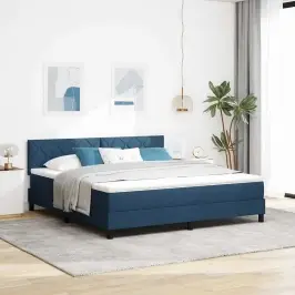 Kastītes Atsperu Gulta Ar Galvas Klāju Zila 180 X 200 Cm Audums Vidaxl Kastītes Atsperu Gulta Ar Galvas Klāju Zila 180 X 200 Cm Audums Vidaxl