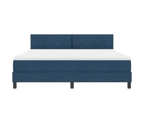 Kontinentālā Gulta Ar Matraci Zila 180 X 200 Cm Audums Vidaxl