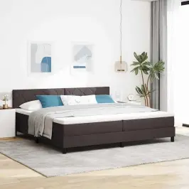 Kastītes Atsperu Gulta Tumši Brūna 200 X 200 Cm Audums Vidaxl