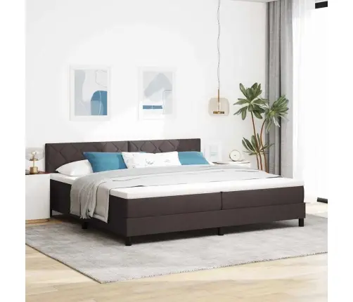 Box Spring Gulta Ar Matraci Tumši Brūnā Krāsā 200X200 Cm Audums Vidaxl