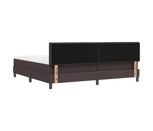 Box Spring Gulta Ar Matraci Tumši Brūnā Krāsā 200X200 Cm Audums Vidaxl