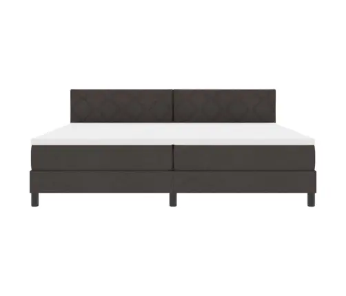 Box Spring Gulta Ar Matraci Tumši Brūnā Krāsā 200X200 Cm Audums Vidaxl