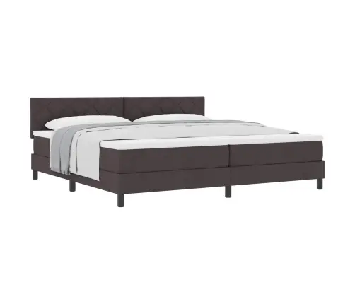 Box Spring Gulta Ar Matraci Tumši Brūnā Krāsā 200X200 Cm Audums Vidaxl