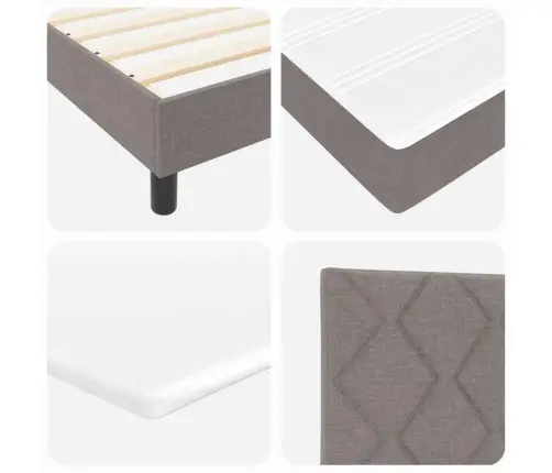 Kontinentālā Gulta Ar Matraci Pelēkbrūna 200 X 200 Cm Audums Vidaxl