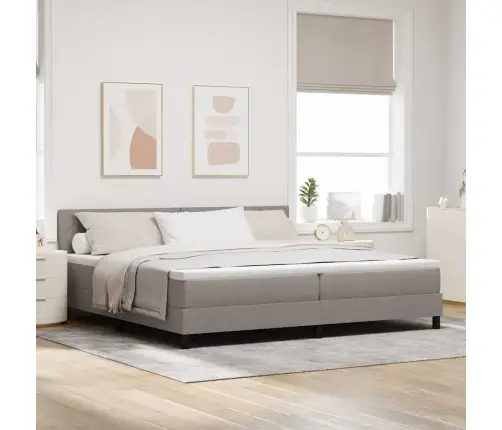 Kontinentālā Gulta Ar Matraci Pelēkbrūna 200 X 200 Cm Audums Vidaxl