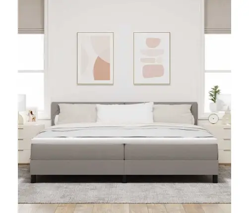 Kontinentālā Gulta Ar Matraci Pelēkbrūna 200 X 200 Cm Audums Vidaxl