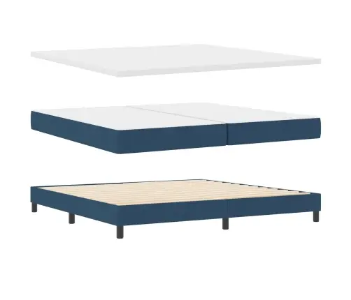 Boksa Atsperu Gulta Ar Matraci Zila 200X200 Cm Audums Vidaxl