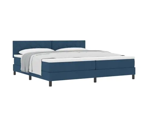 Boksa Atsperu Gulta Ar Matraci Zila 200X200 Cm Audums Vidaxl