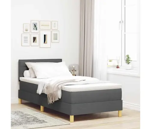 Kastes Atsperu Gulta Ar Matraci Tumši Pelēka 80X200 Cm Audums Vidaxl