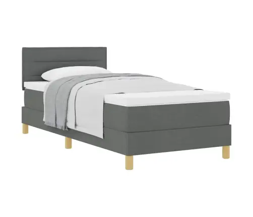 Spyruoklinė Lova Su Čiužiniu Tamsiai Pilka 90 X 190 Cm Audinys