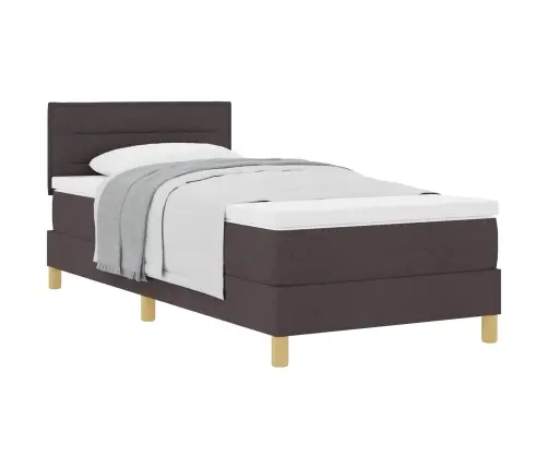 Kontinentālā Gulta Ar Matraci Tumši Brūna 90 X 190 Cm Audums Vidaxl