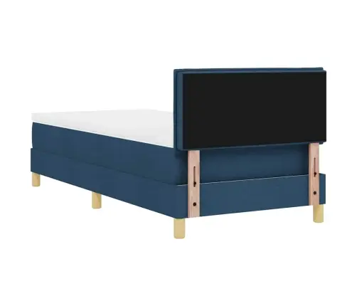Kastītes Atsperu Gulta Ar Matraci Zila 90 X 190 Cm Audums Vidaxl