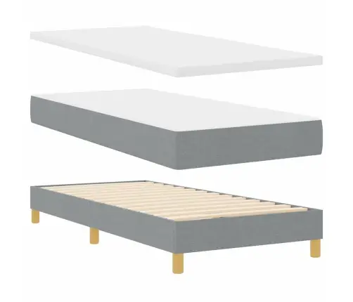 Gulta Ar Matraci Gaiši Pelēka 90X200 Cm Audums Vidaxl