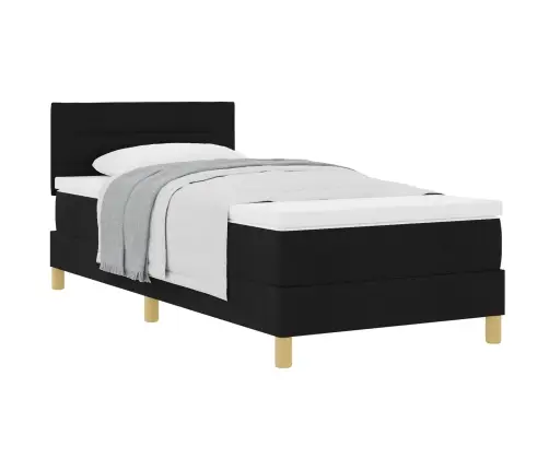 Kastes Atsperu Gulta Ar Matrači Melna 90X200 Cm Audums Vidaxl