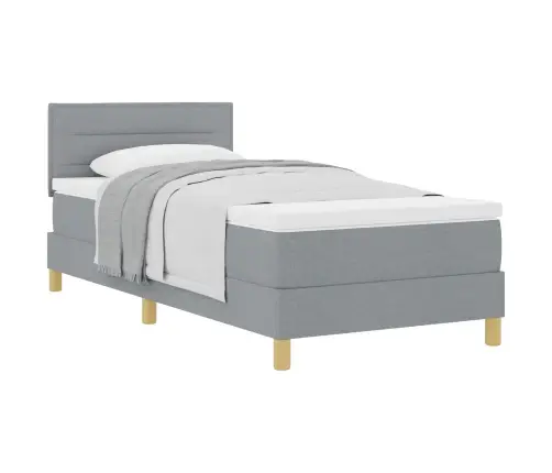 Kastes Atsperu Gulta Ar Matraci Gaiši Pelēka 100X200 Cm Audums Vidaxl