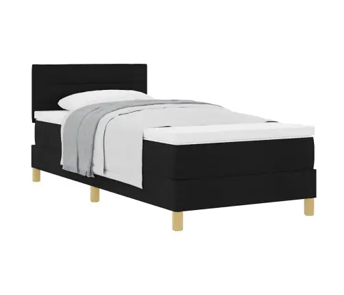 Kastīšu Gulta Ar Matraci Melna 100X200 Cm Audums Vidaxl