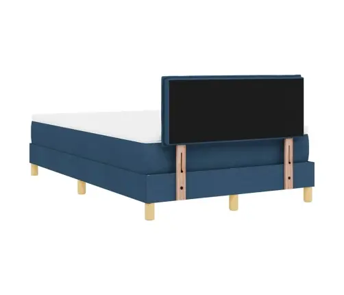 Kontinentālā Gulta Ar Matraci Zila 120 X 190 Cm Audums Vidaxl