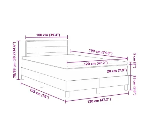Kontinentālā Gulta Ar Matraci Zila 120 X 190 Cm Audums Vidaxl