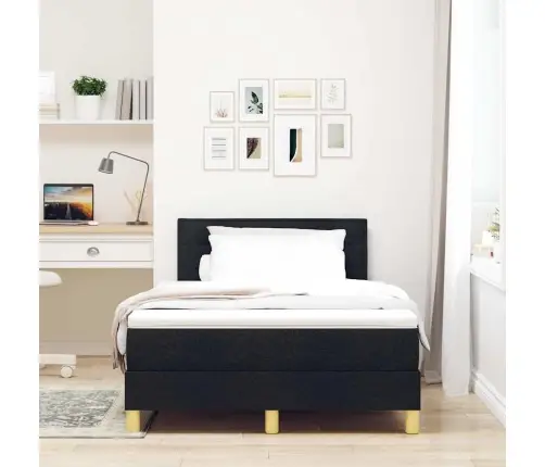 Kaste Pamatne Gulta Ar Matracis Melna 120X200 Cm Audums Vidaxl