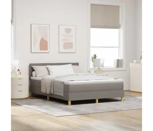 Kontinentālā Gulta Ar Matraci Pelēkbrūna 140 X 190 Cm Audums Vidaxl