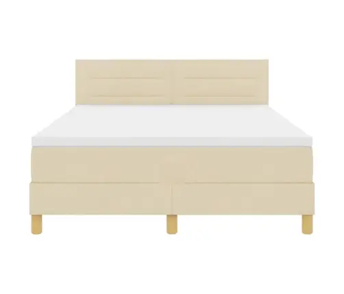 Kastītes Atsperu Gulta Ar Matraci Krēmkrāsa 140 X 200 Cm Audums Vidaxl