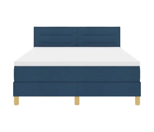 Kastītes Atsperu Gulta Ar Matraci Zila 140 X 200 Cm Audums Vidaxl