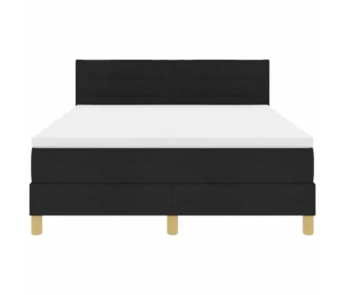 Kastītes Atsperu Gulta Ar Matraci Melna 160 X 200 Cm Audums Vidaxl
