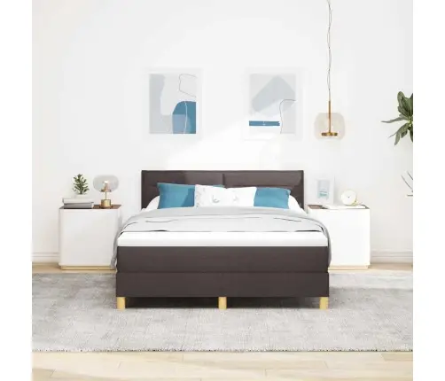 Kastītes Atsperu Gulta Tumši Brūna 160 X 200 Cm Audums Vidaxl